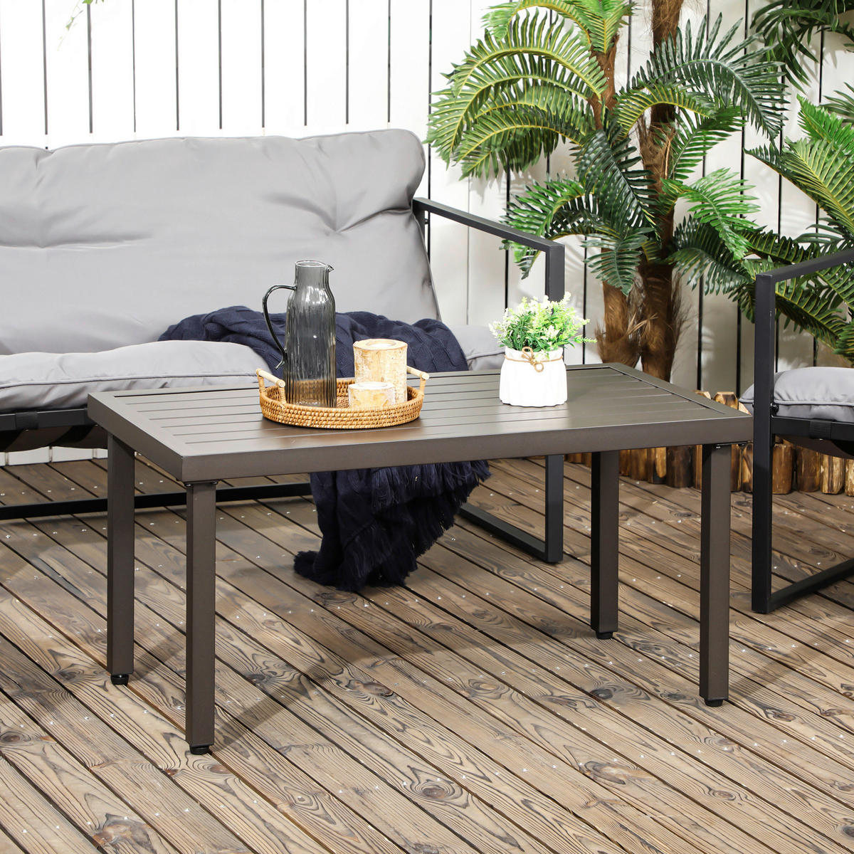 Outsunny Beistelltisch Beistelltisch - braun (91,00/51,00/46,00cm) - Outsunny
