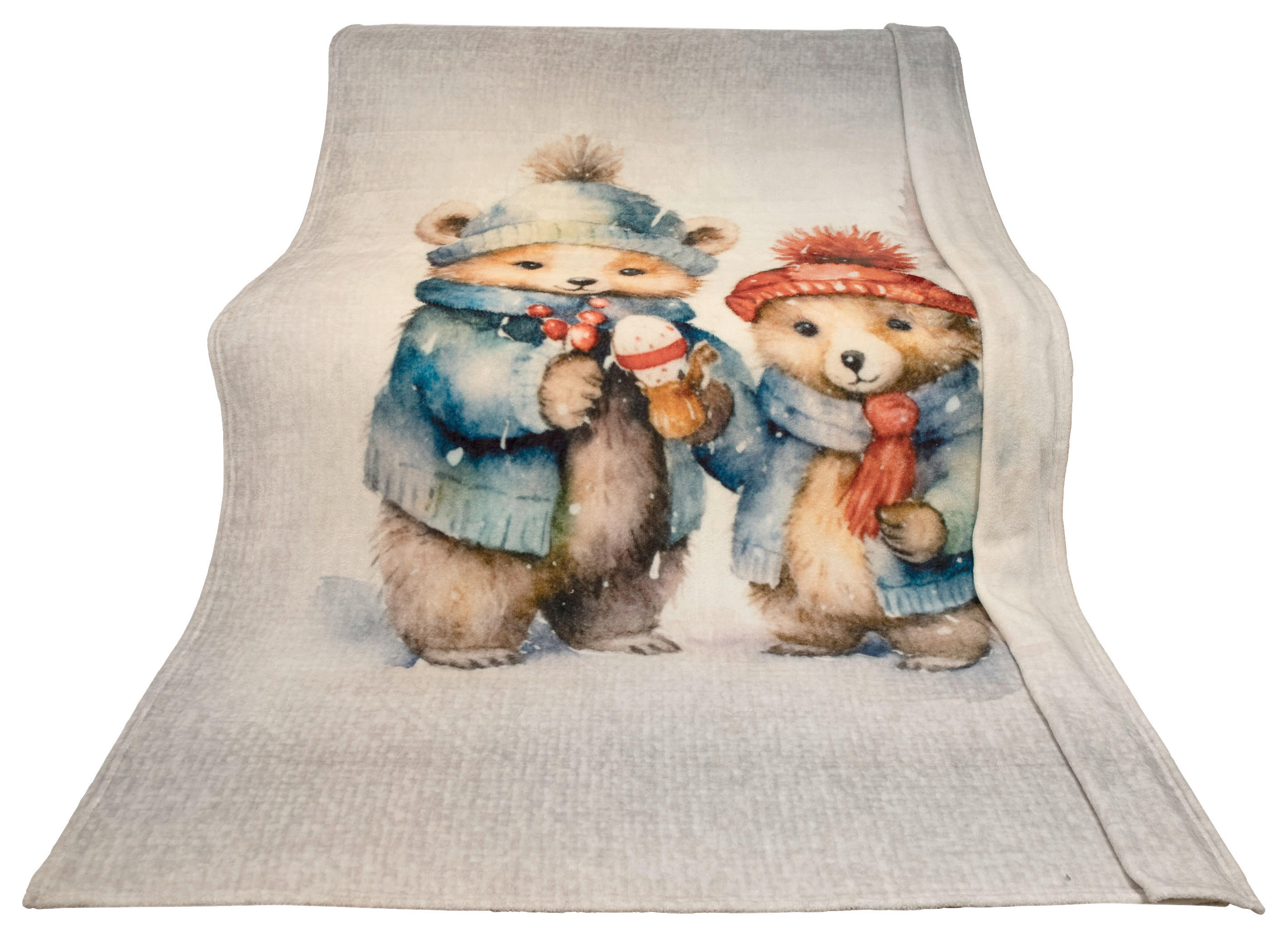 Wohndecke Flanell Wohndecke_Lappland Teddys - weiß/multicolor (140,00/200,00cm)