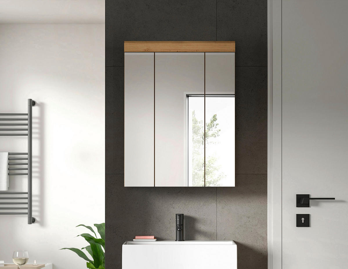Spiegelschrank Scout Eiche Artisan Nachbildung salbei Nachbildung B/H/T: ca. 60x79x18 cm Scout - Eiche/salbei (60,00/79,00/18,00cm) - xonox.home