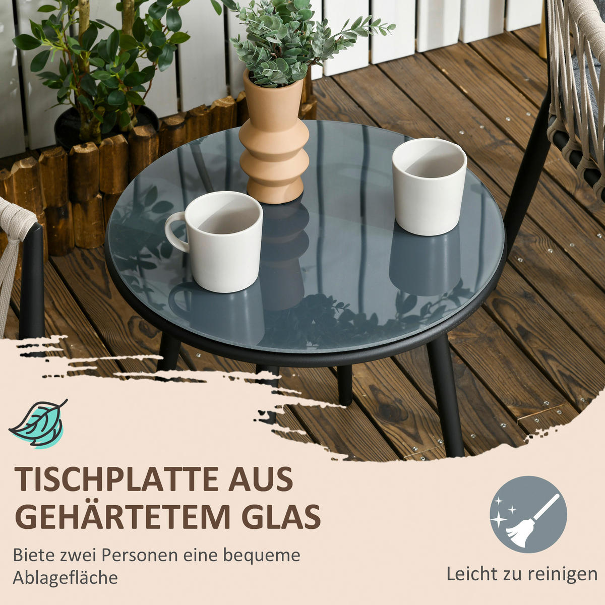 Outsunny Bistroset grau Polyester B/H/L: ca. 60x75x57 cm Bistroset - grau (57,00/60,00/75,00cm) - Outsunny