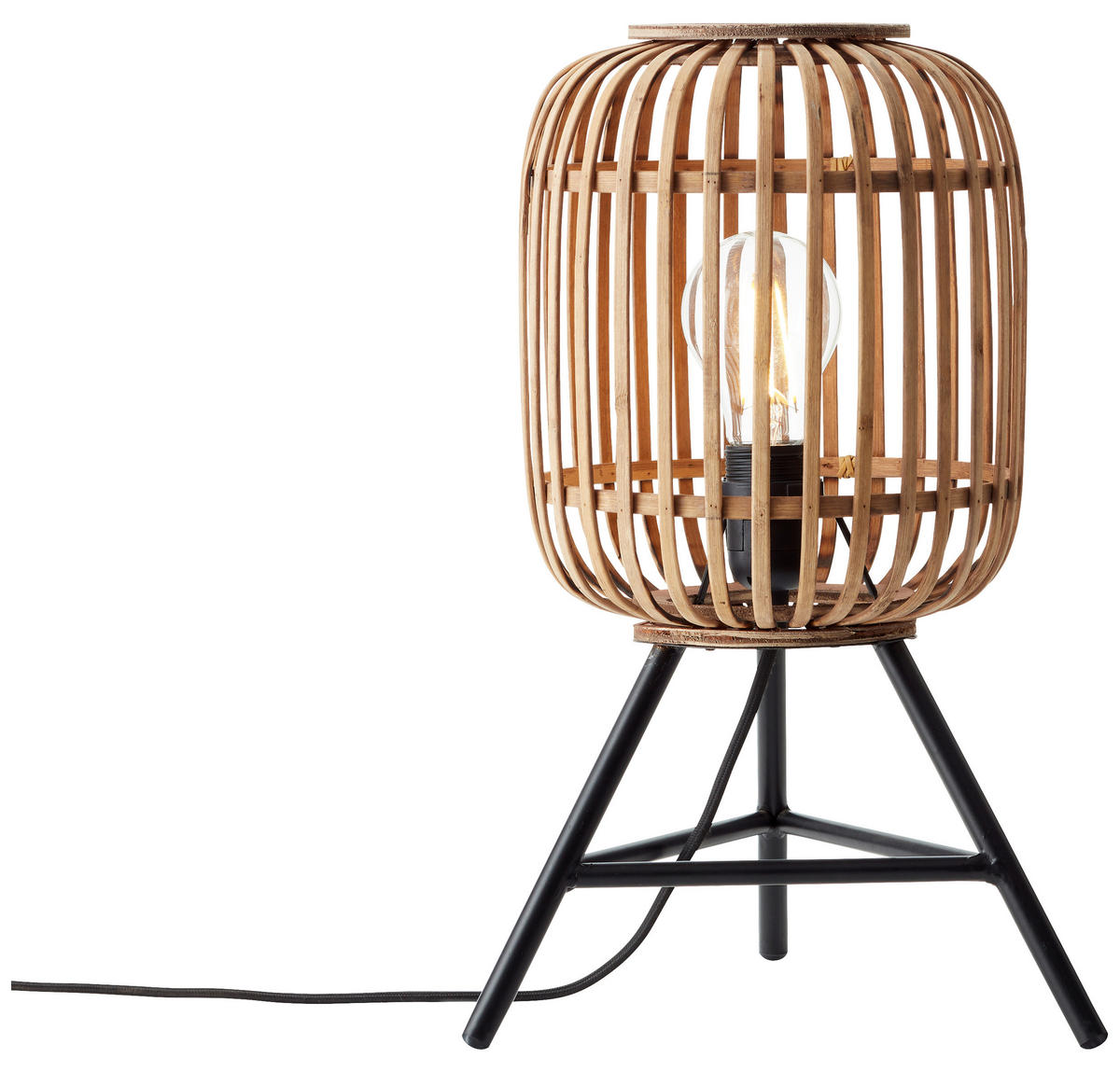 Brilliant Tischleuchte Woorow 93775/20 hellbraun schwarz Bambus Metall H/D: ca. 41x30 cm E27 1 Brennstellen Woodrow - hellbraun/schwarz (30,00/41,00cm) - Brilliant