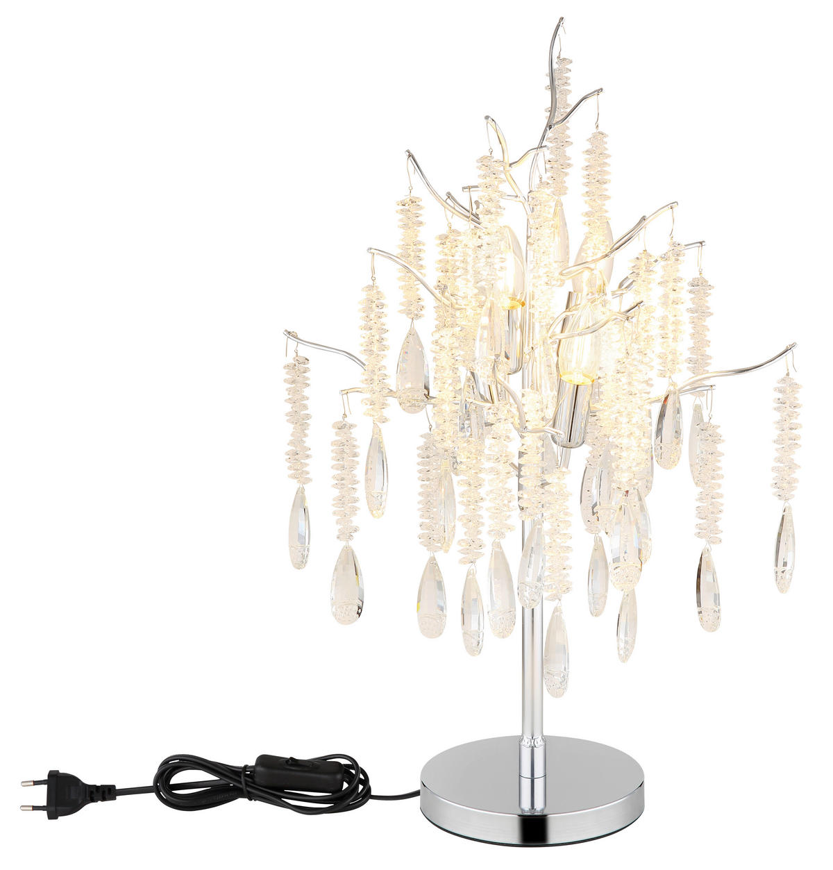 GLOBO Tischleuchte amber gold klar Metall Glas H/D: ca. 67x41 cm E14 4 Brennstellen Gloria - gold/klar (41,00/67,00cm) - GLOBO