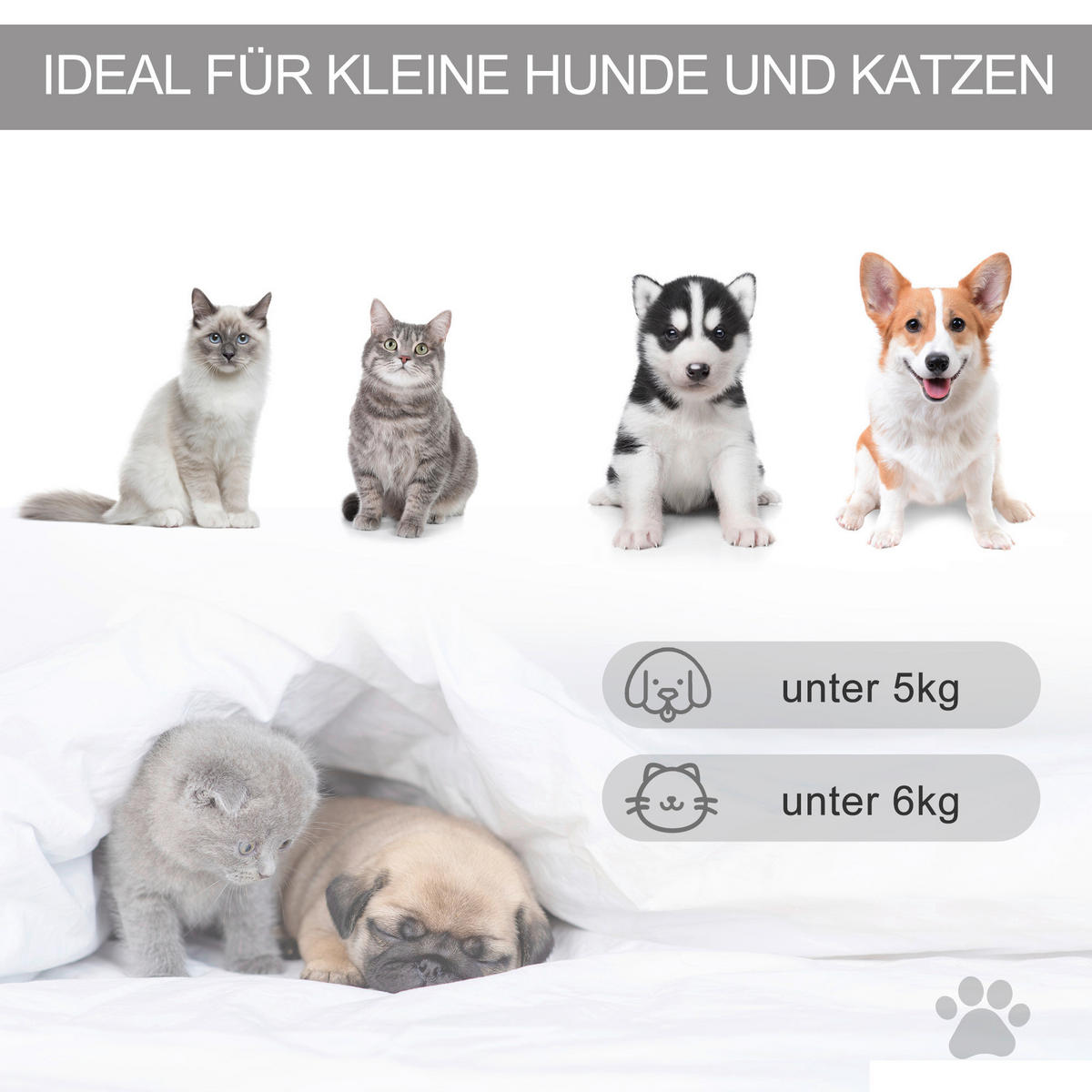 PawHut Haustierzelt m. weichem Kissen grau Polypropylen B/H/L: ca. 58x58x80 cm Haustierzelt - grau (80,00/58,00/58,00cm) - PawHut
