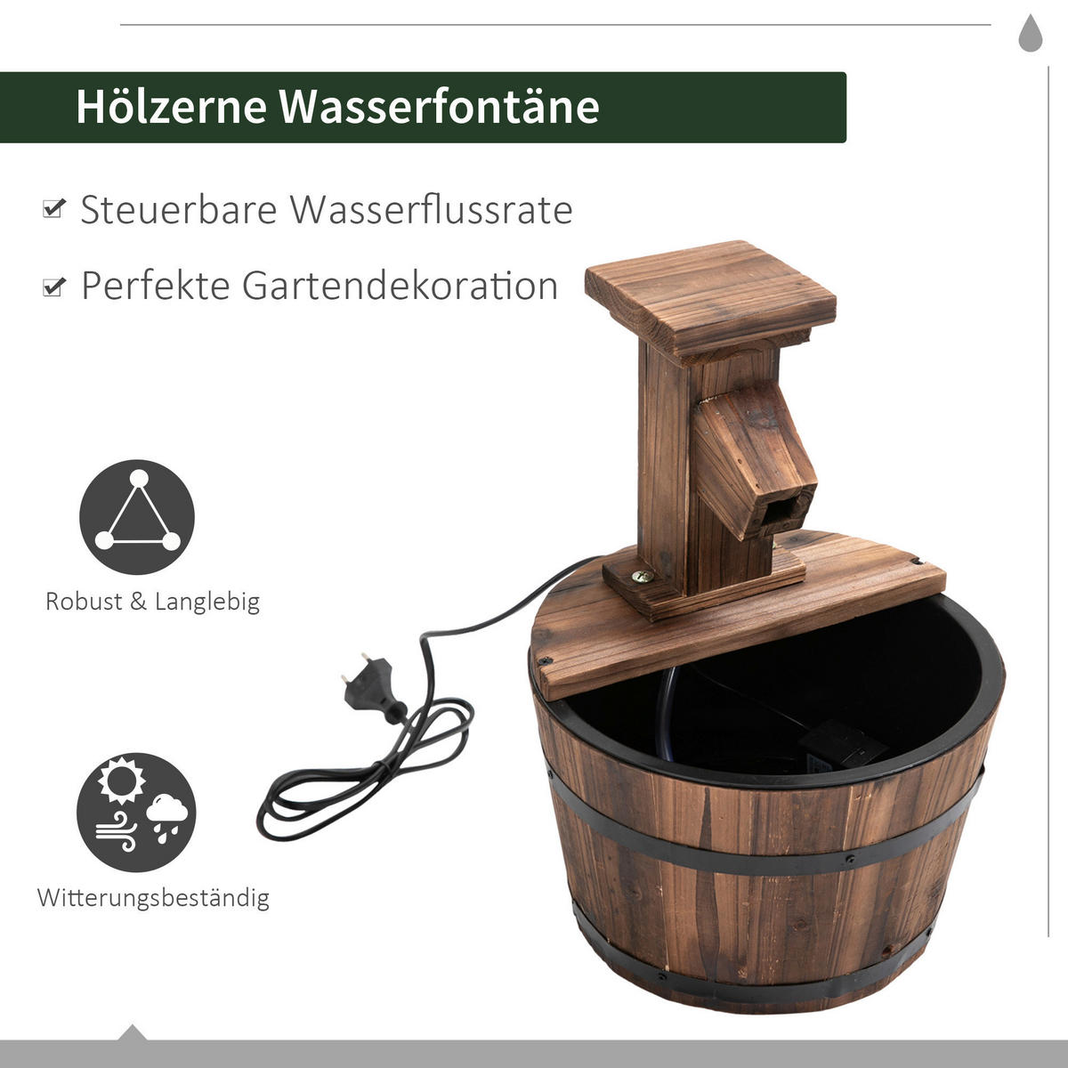 Outsunny Gartenbrunnen Gartenbrunnen 844-216 - (27,00/37,00cm) - Outsunny