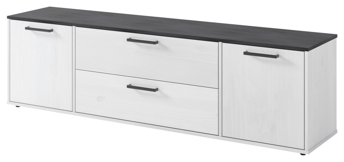 Lowboard Smart 1 Massivholz kiefer weiß schwarz B/H/T: ca. 182x52x40 cm Smart 1 Massivholz - kiefer/weiß (182,00/52,00/40,00cm)