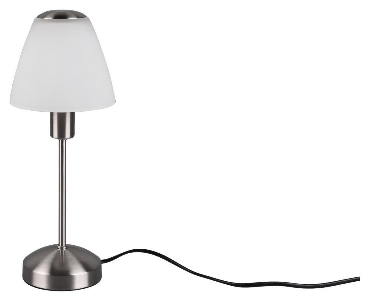 Reality Touch-Tischleuchte R50911007 nickel matt weiß Metall Glas H/D: ca. 35x13 cm E14 1 Brennstellen Tischleuchte_Rio - weiß/nickel matt (13,00/35,00cm) - Reality