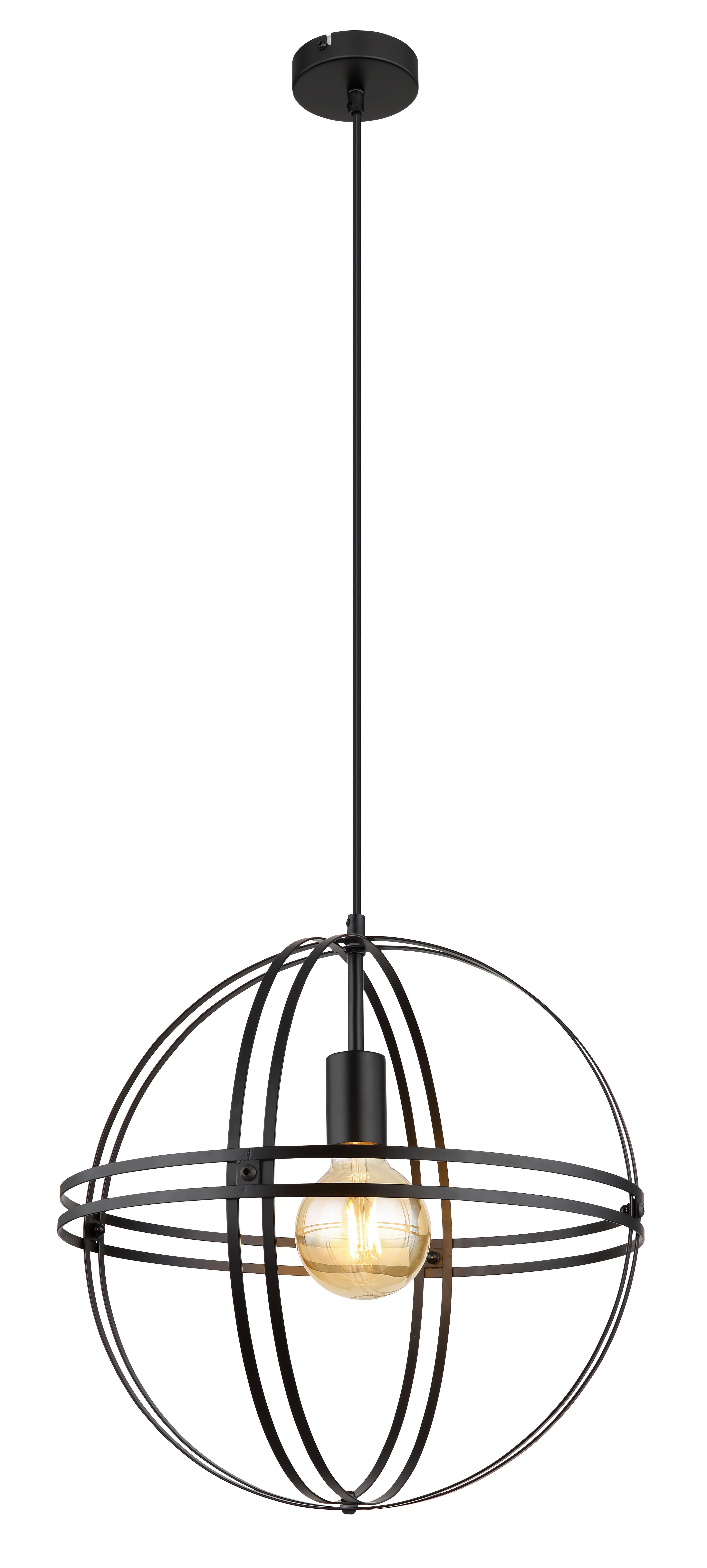 GLOBO Pendelleuchte schwarz Metall H/D: ca. 120x40 cm E27 1 Brennstellen günstig online kaufen