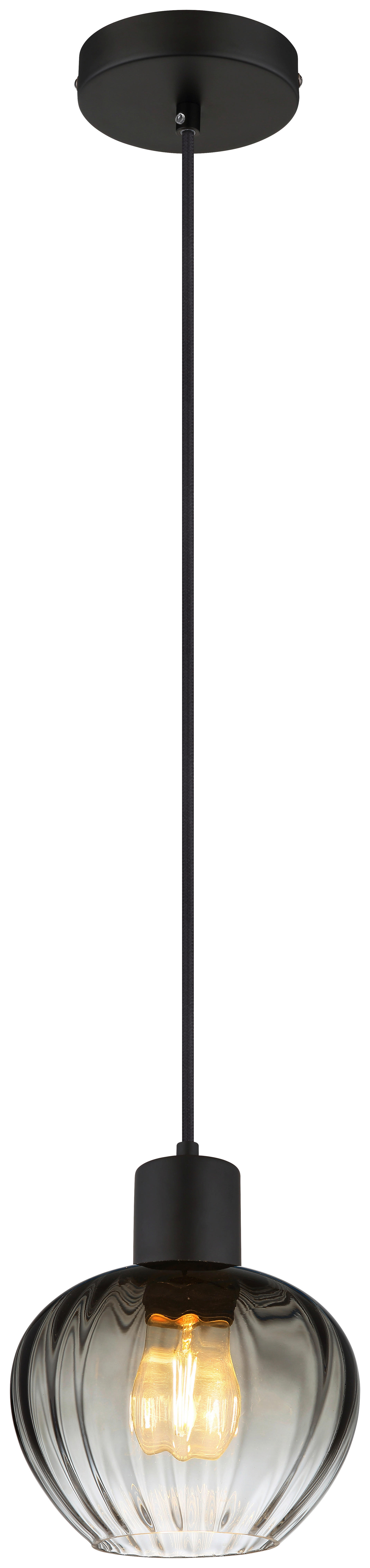 GLOBO Pendelleuchte TOY 30130108 schwarz Rauch Glas Metall H/D: ca. 120x19 cm E27 1 Brennstellen TOY - schwarz/Rauch (19,00/120,00cm) - GLOBO