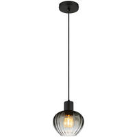 GLOBO Pendelleuchte TOY 30130108 schwarz Rauch Glas Metall H/D: ca. 120x19 cm E27 1 Brennstellen TOY - schwarz/Rauch (19,00/120,00cm) - GLOBO