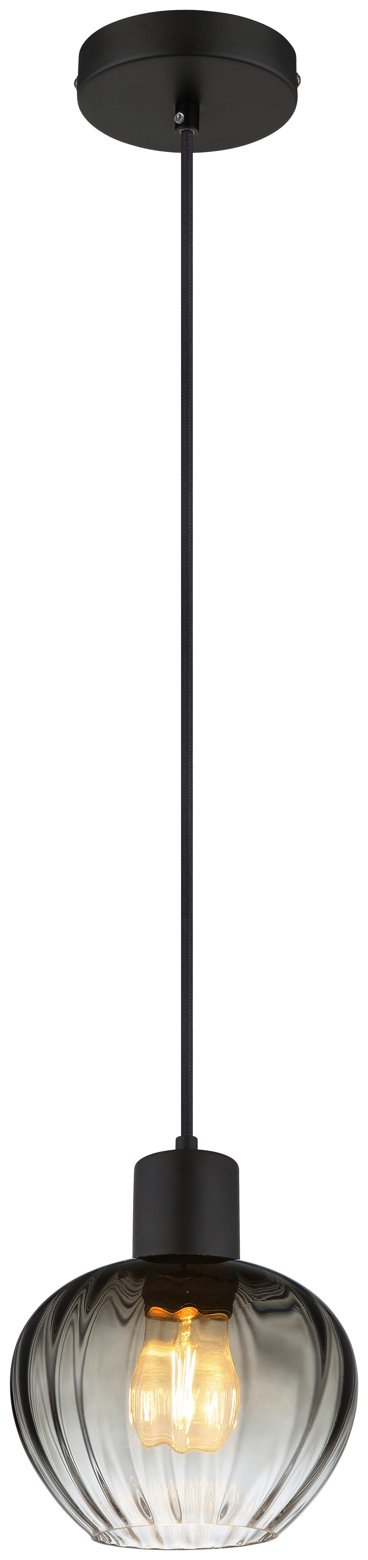 GLOBO Pendelleuchte TOY 30130108 schwarz Rauch Glas Metall H/D: ca. 120x19 cm E27 1 Brennstellen TOY - schwarz/Rauch (19,00/120,00cm) - GLOBO