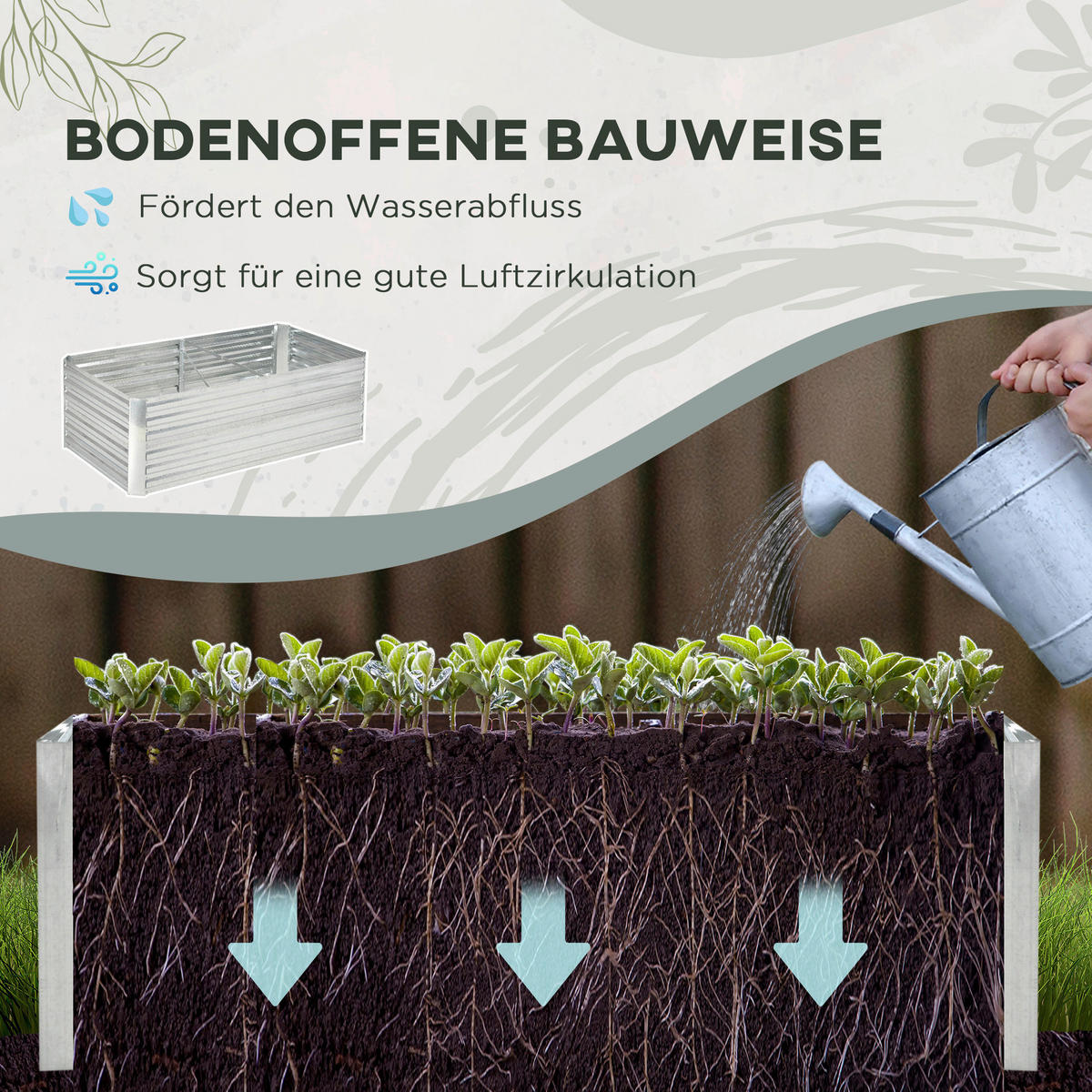 Outsunny Hochbeet silber Stahl B/H/L: ca. 90x59x180 cm Hochbeet - silber (180,00/90,00/59,00cm) - Outsunny