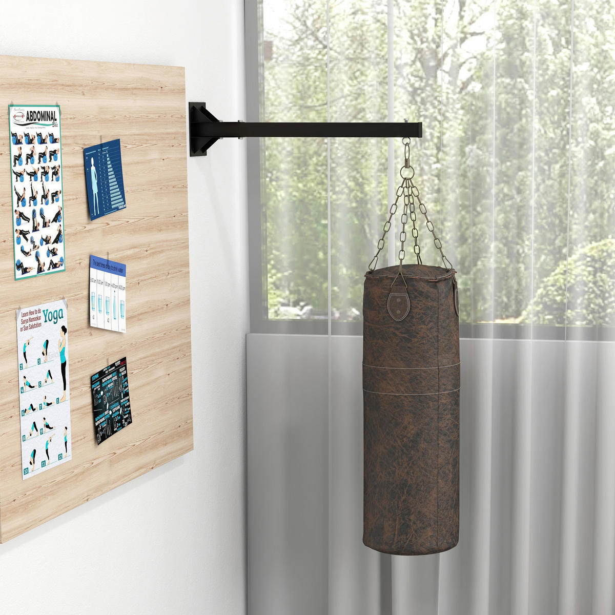 SPORTNOW Fitness-Zubehör schwarz Edelstahl B/H/L: ca. 17x80x48 cm Boxsackhalterung - schwarz (48,00/17,00/80,00cm) - SPORTNOW