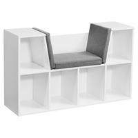 Regal weiß grau B/H/T: ca. 101,5x61,5x30 cm Regal mit Sitzfläche - weiß/grau (101,50/61,50/30,00cm) - Wohnling