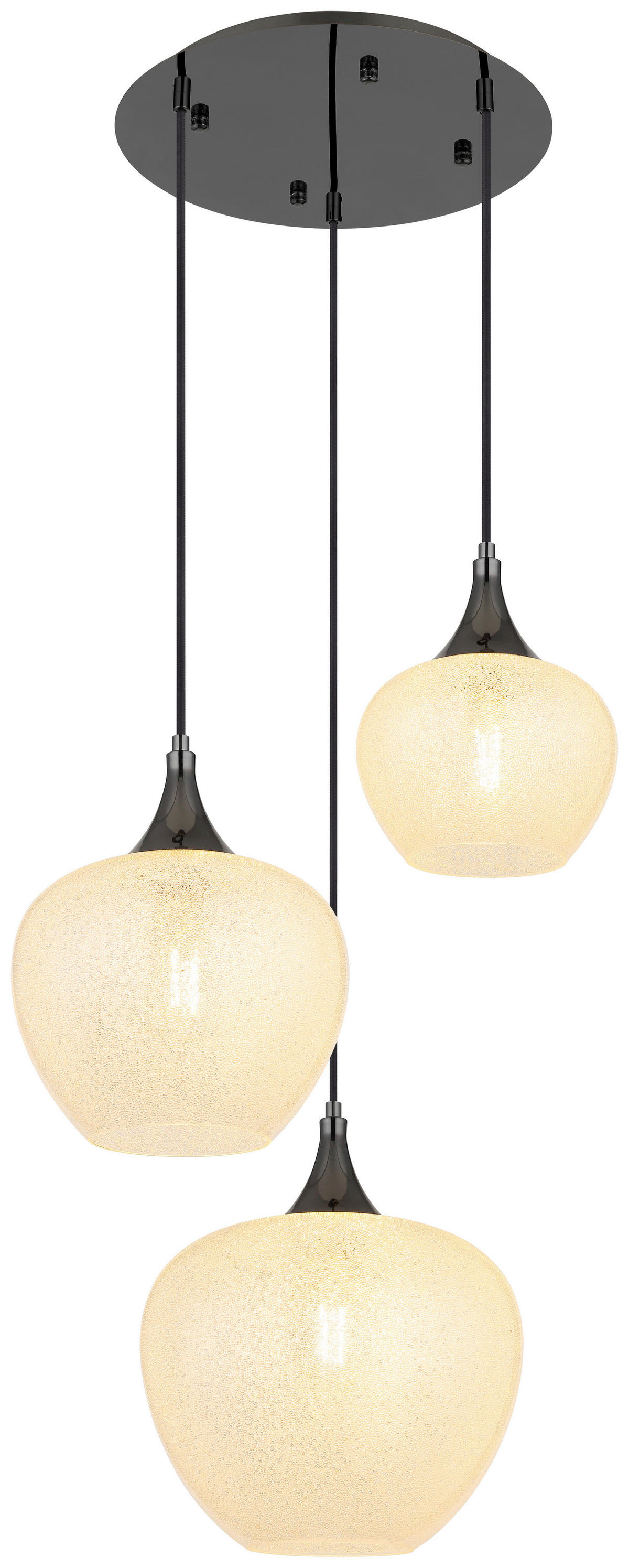 GLOBO Pendelleuchte MAXY 15548-3HK Chrom schwarz klar Metall Acryl H/D: ca. 120x49 cm E27 3 Brennstellen MAXY - klar/schwarz (49,00/120,00cm) - GLOBO
