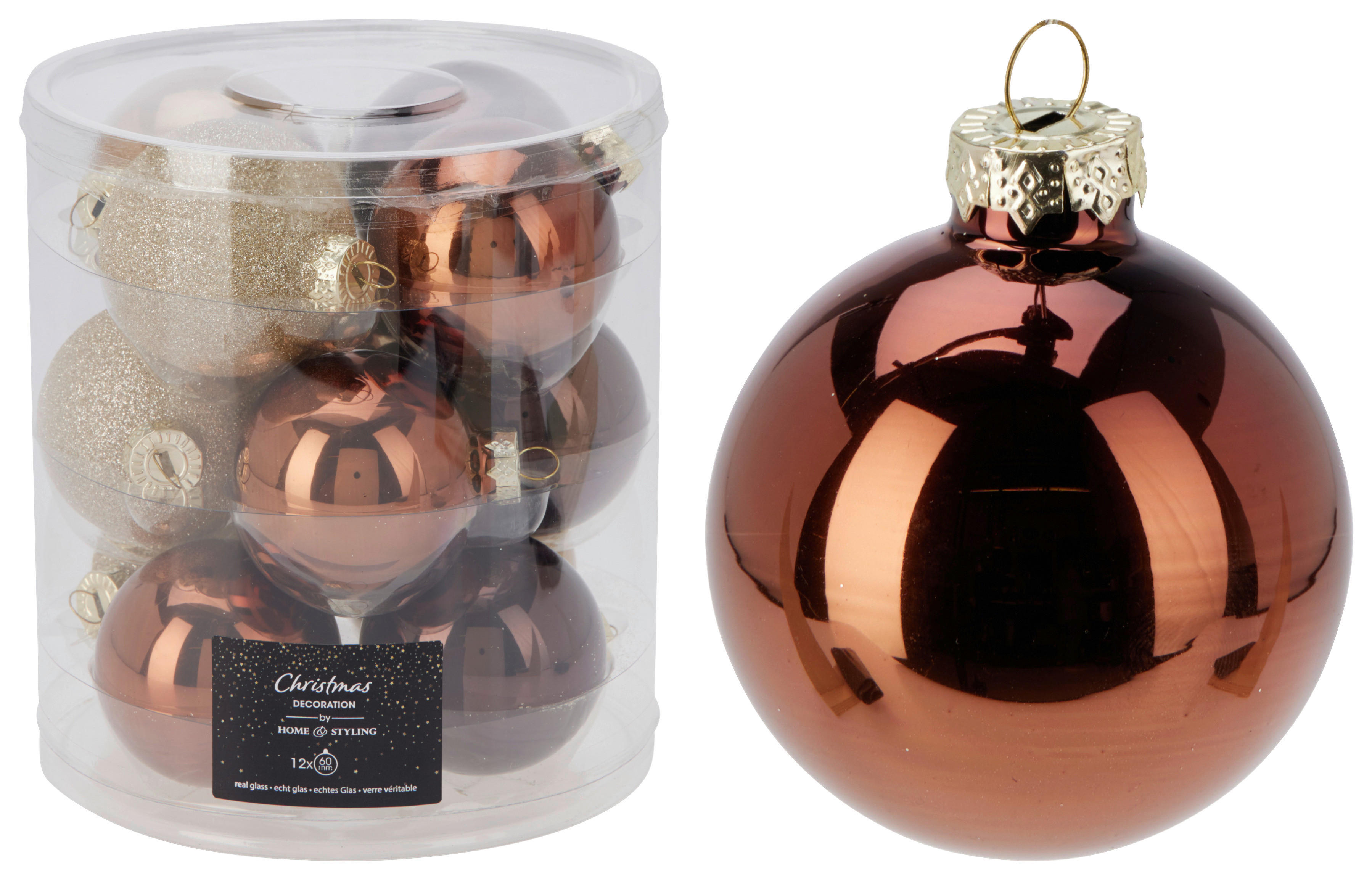 Weihnachtskugel amber D: ca. 6 cm Weihnachtskugeln_12erSet - amber (6,00cm)