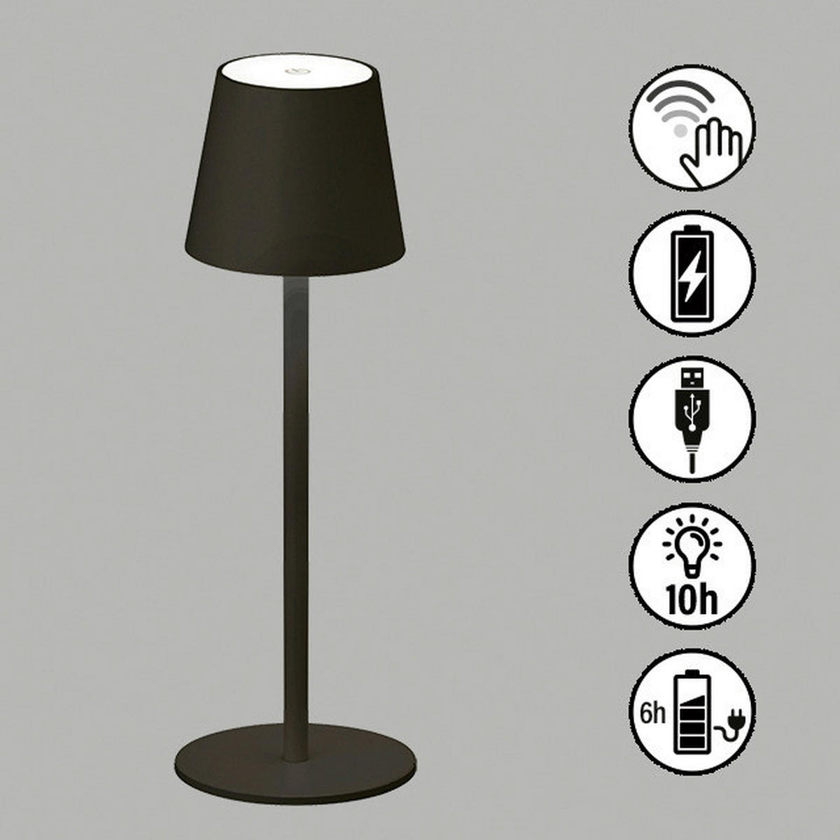 easy! by FHL Tischleuchte 850210 Tropea schwarz Metall H/D: ca. 38x12 cm 1 Brennstellen Tropea - schwarz (12,00/38,00cm) - easy! by FHL