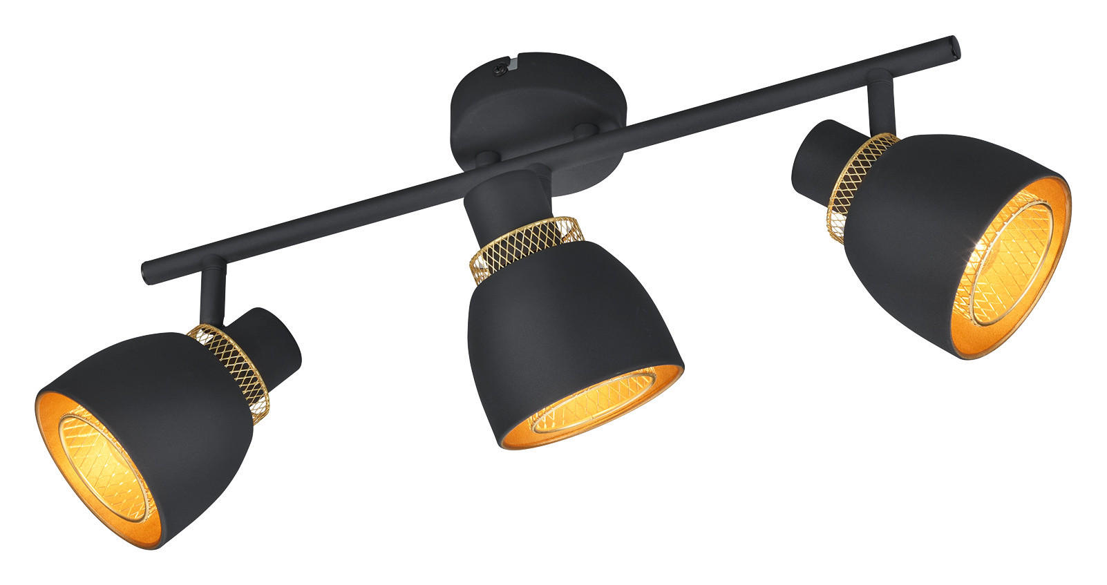 Spot schwarz gold Metall B/H/L: ca. 46x20x10 cm E14 3 Brennstellen Spot_3flg.Punch - gold/schwarz (10,00/46,00/20,00cm)