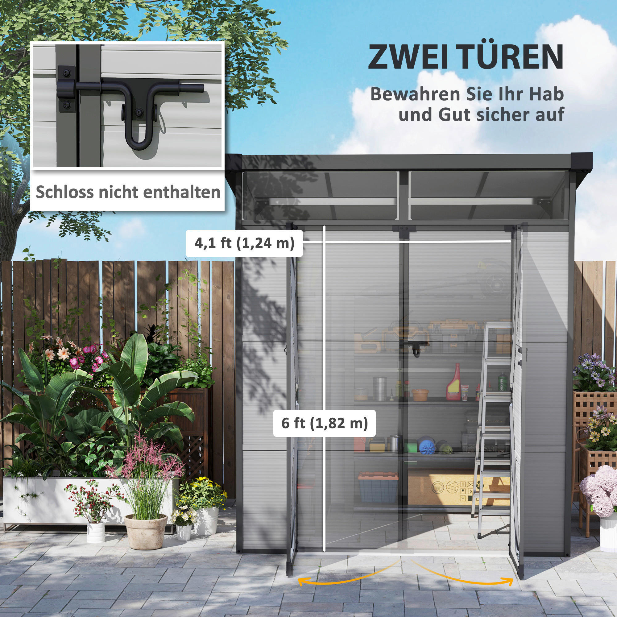 Outsunny Gerätehaus hellgrau B/H/L: ca....