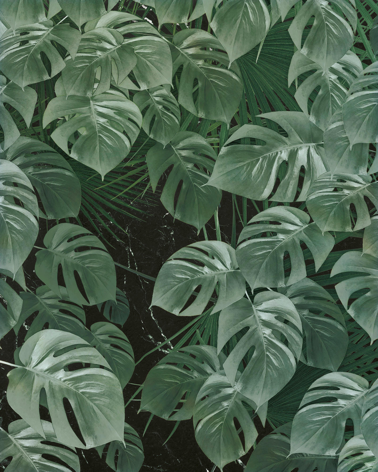 Komar Fototapete Monstera on Marble B/L: ca. 200x250 cm Monstera on Marble - (200,00/250,00cm) - Komar