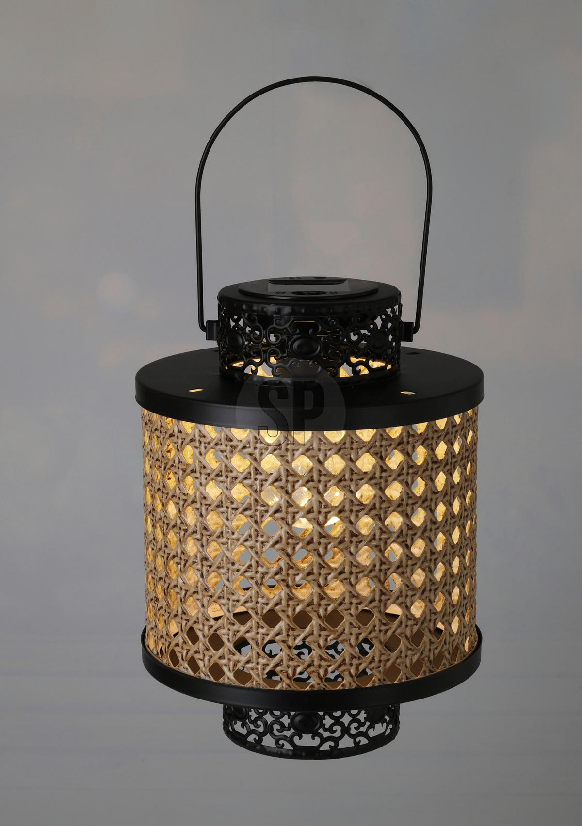 Solarlaterne schwarz Metall B/H/L: ca. 21x18x24 cm Solarlaterne - schwarz (24,00/21,00/18,00cm)