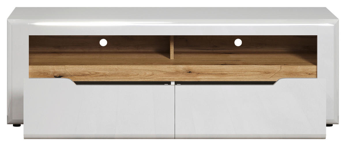 TV-Lowboard Marlon Eiche Evoke Coast Nachbildung weiß Hochglanz B/H/T: ca. 150x50x40 cm Marlon - Eiche/weiß (150,00/50,00/40,00cm)