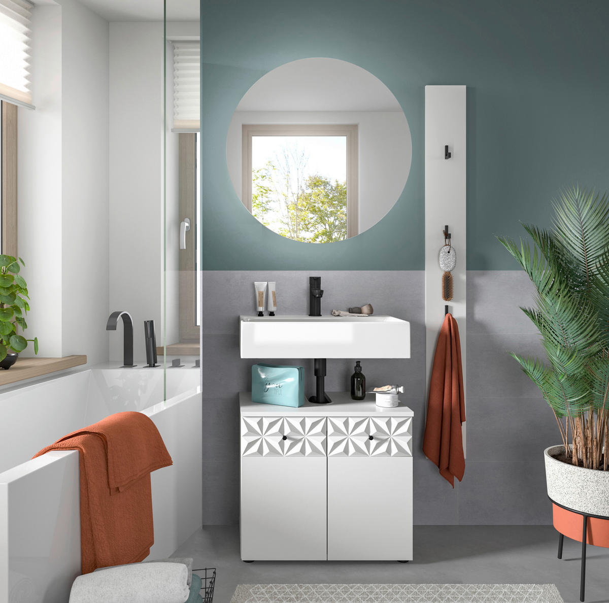 Badezimmer-Set Prisma weiß B/H/T: ca. 60x187x37 cm Prisma - weiß (60,00/187,00/37,00cm) - xonox.home