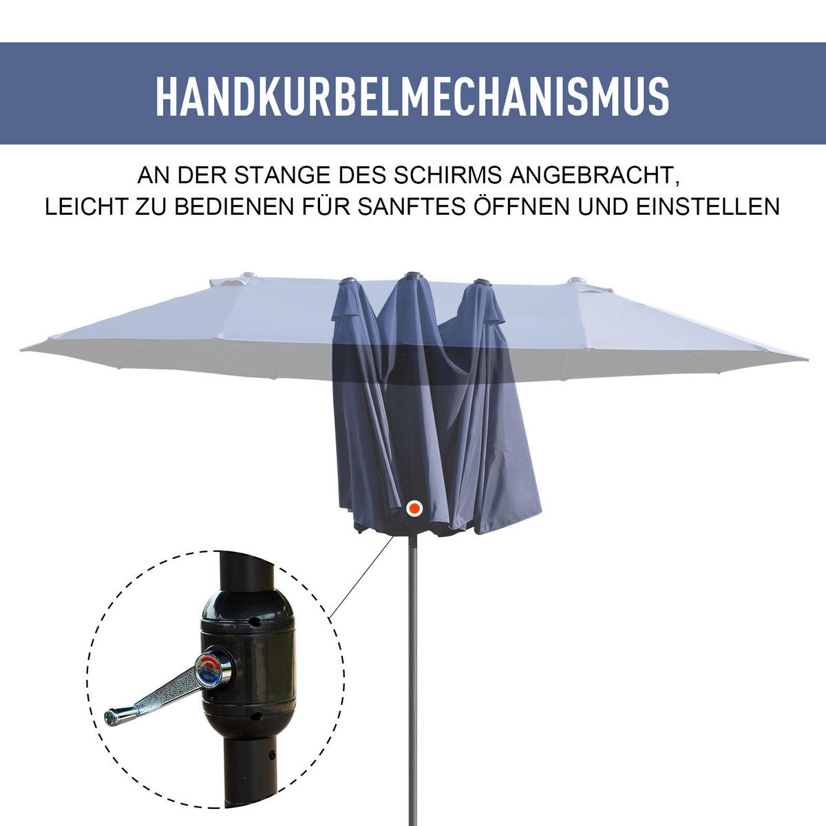 Outsunny Sonnenschirm blau Stahl B/H/L: ca. 270x240x460 cm Sonnenschirm - blau (460,00/270,00/240,00cm) - Outsunny