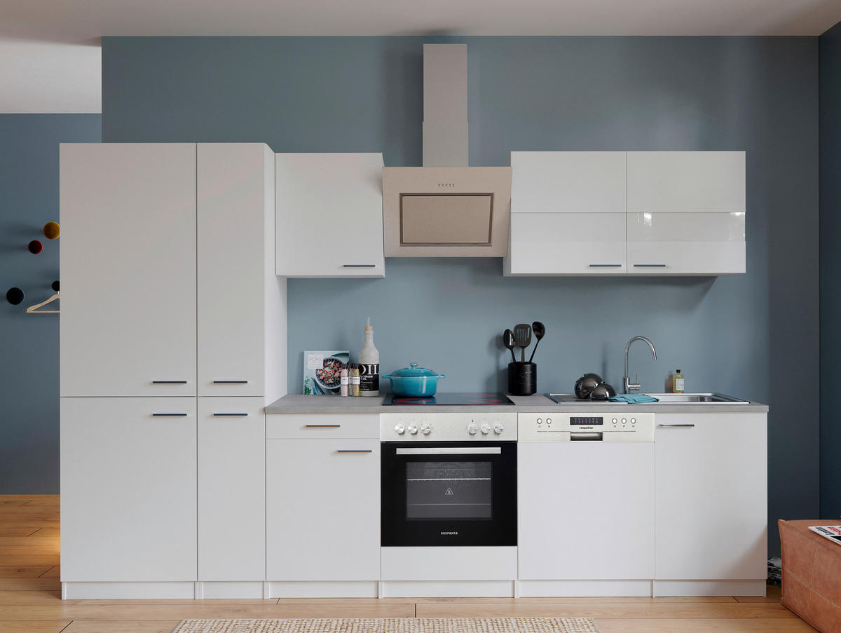 Respekta Küchenblock KB310WWCGKE178G weiß B/H/T: ca. 310x200x60 cm KB310WWCGKE178G - Beton/weiß (310,00/200,00/60,00cm) - Respekta