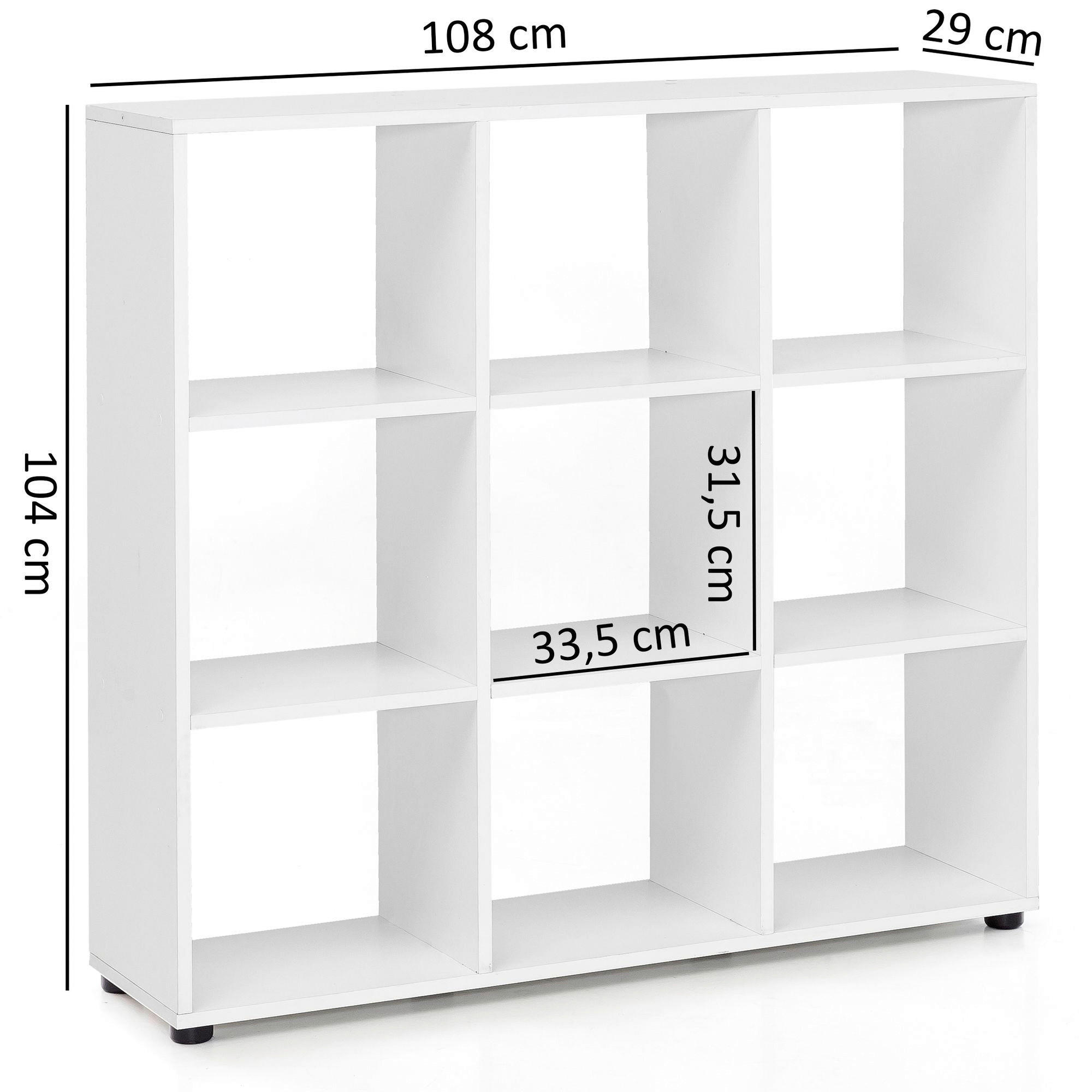 Regal weiß B/H/T: ca. 108x104x29 cm Bücherregal - weiß (108,00/104,00/29,00cm) - Wohnling