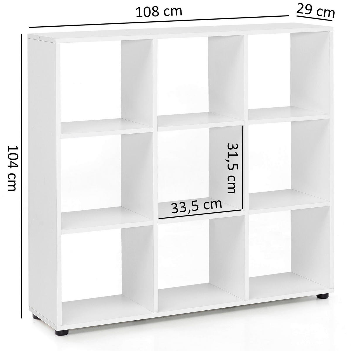 Regal weiß B/H/T: ca. 108x104x29 cm Bücherregal - weiß (108,00/104,00/29,00cm) - Wohnling
