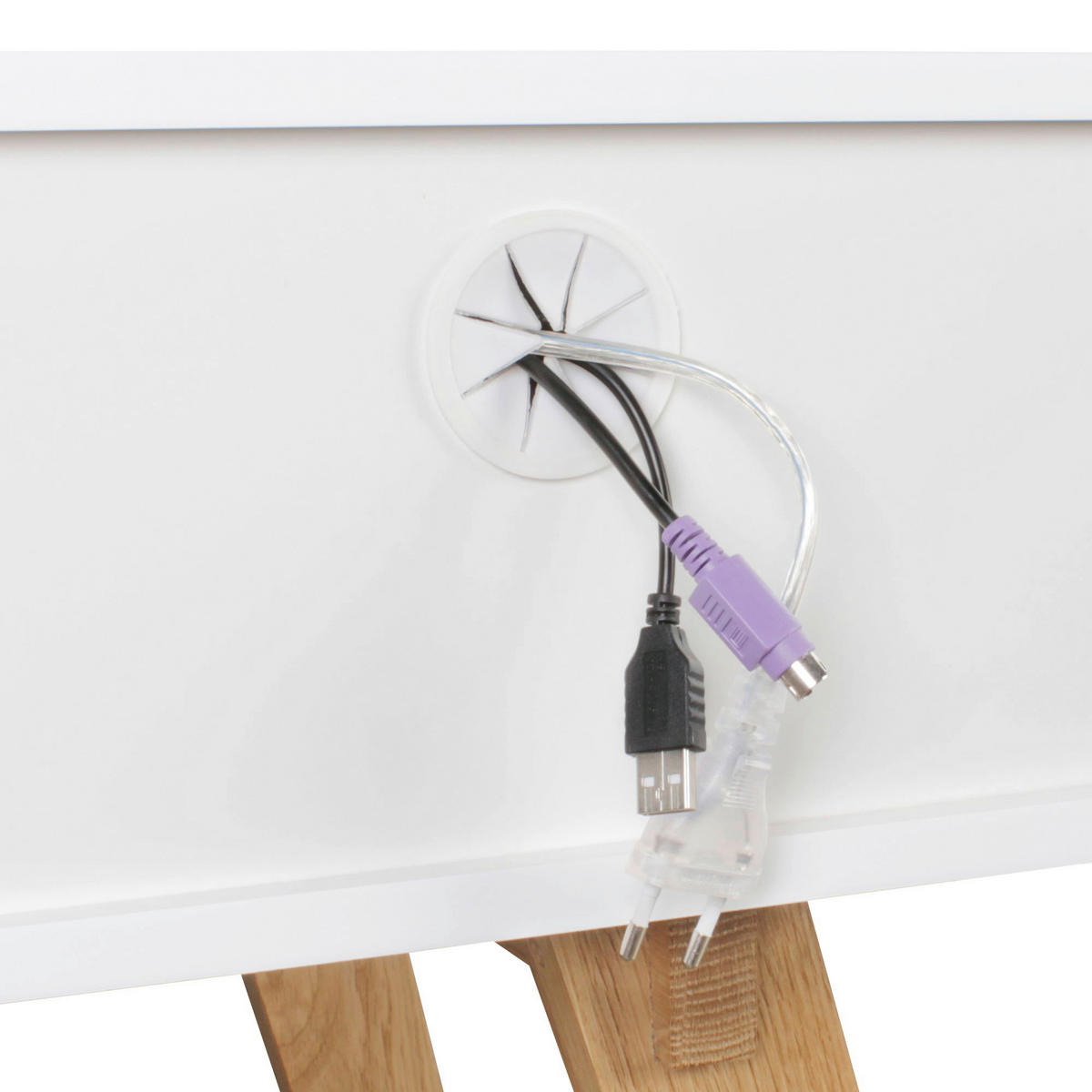 Schreibtisch weiß lackiert natur B/H/T: ca. 110x85x60 cm Schreibtisch - weiß/natur (110,00/85,00/60,00cm) - Wohnling