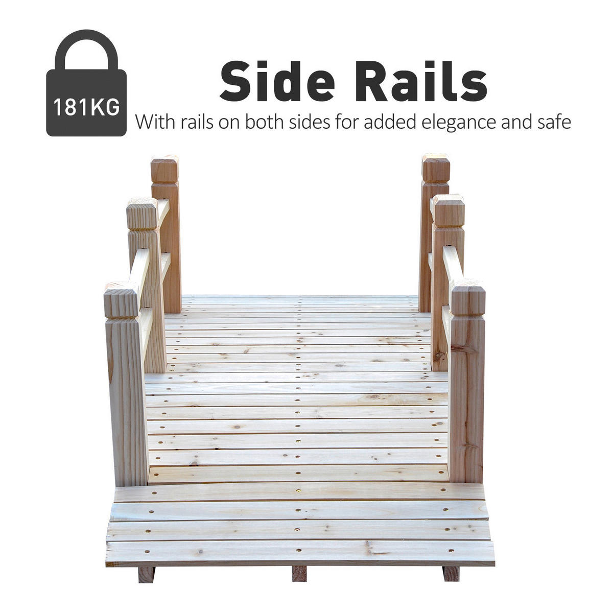 Outsunny Holzbrücke natur B/H/L: ca. 67x48x1525 cm ca. 181 kg Holzbrücke - natur (1525,00/67,00/48,00cm) - Outsunny