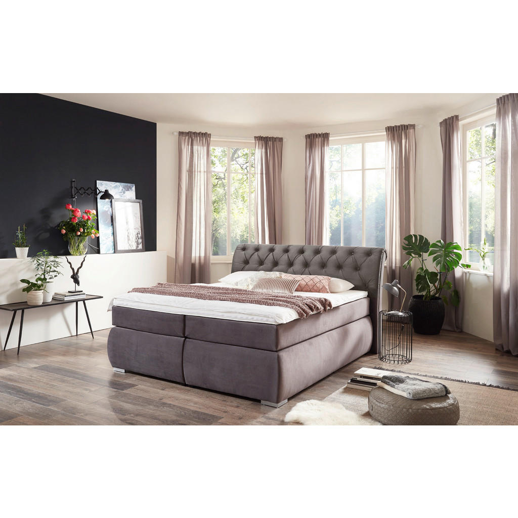 Thumbnail - Boxspringbett Agnes dunkelgrau Liegefläche B/L: ca. 180x200 cm