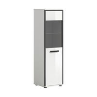 Midischrank KOJAK weiß Hochglanz anthrazit grau B/H/T: ca. 40x139x34 cm KOJAK - weiß/anthrazit (40,00/139,00/34,00cm) - xonox.home