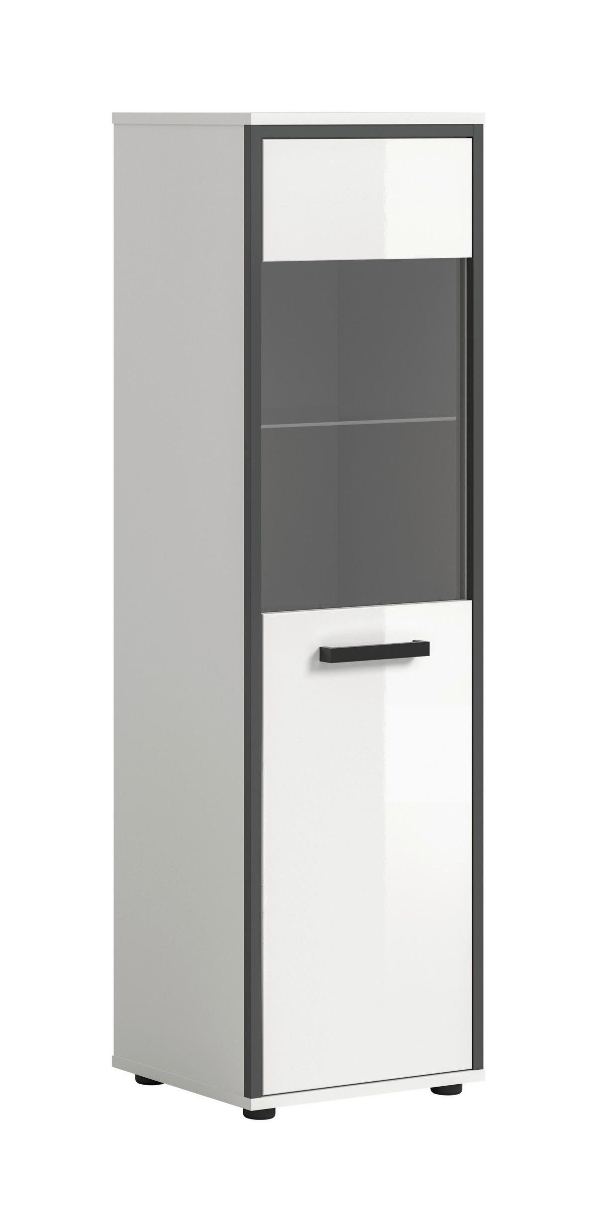 Midischrank KOJAK weiß Hochglanz anthrazit grau B/H/T: ca. 40x139x34 cm KOJAK - weiß/anthrazit (40,00/139,00/34,00cm) - xonox.home