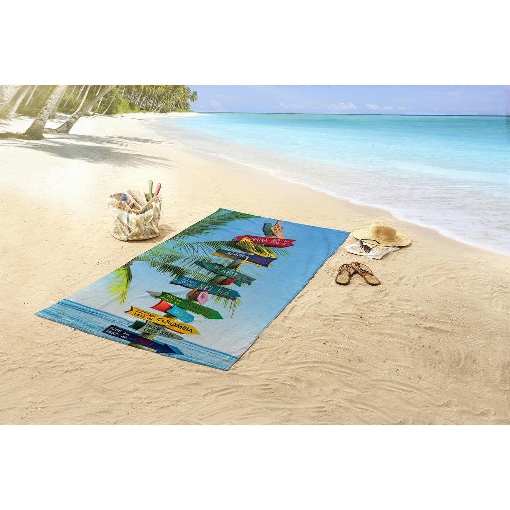 Thumbnail - Good Morning Strandtuch Beach sign Multi Polyester B/L: ca. 100x180 cm