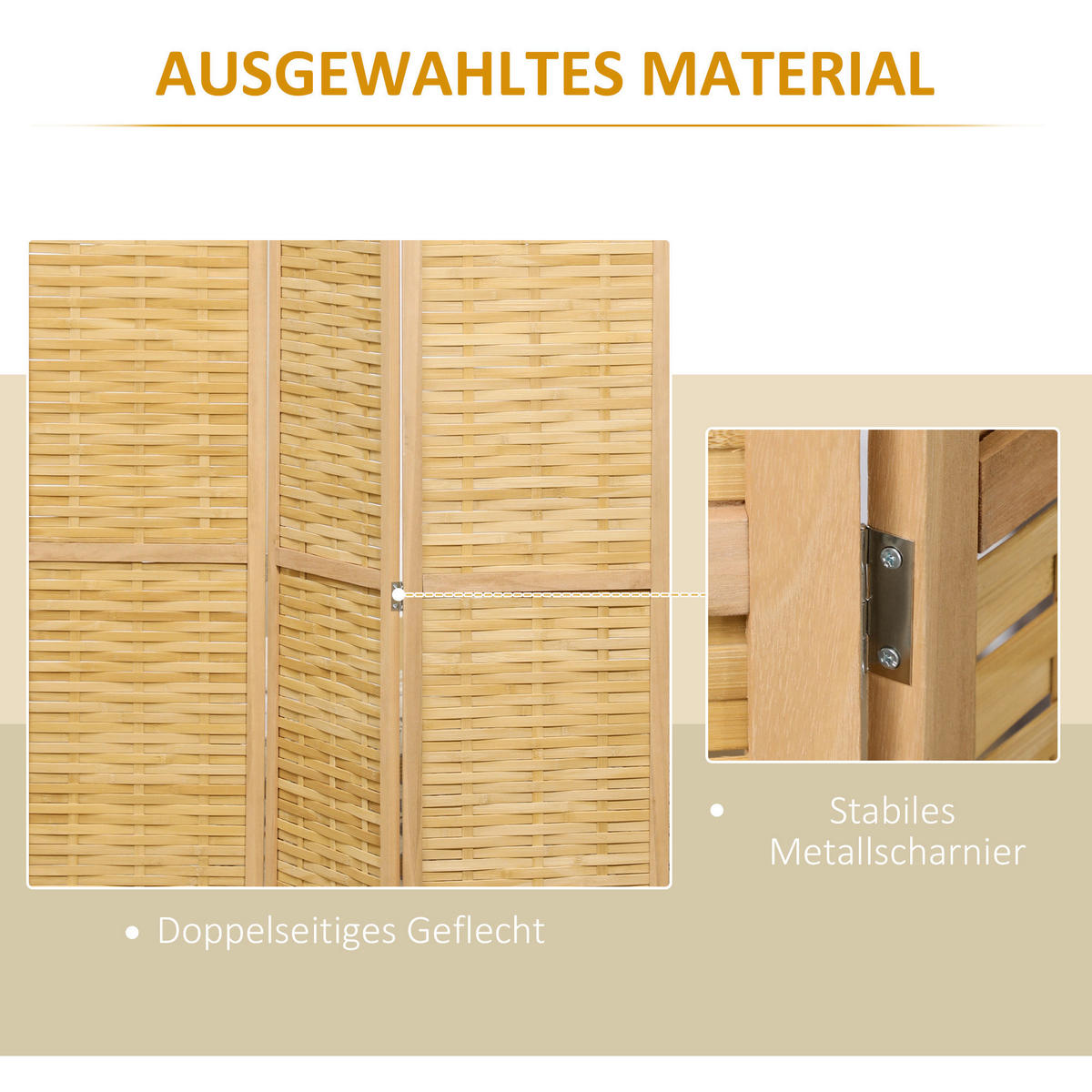 HOMCOM Paravent natur Bambus B/H/L: ca. 1,8x120x170 cm Paravent - natur (170,00/1,80/120,00cm) - HOMCOM