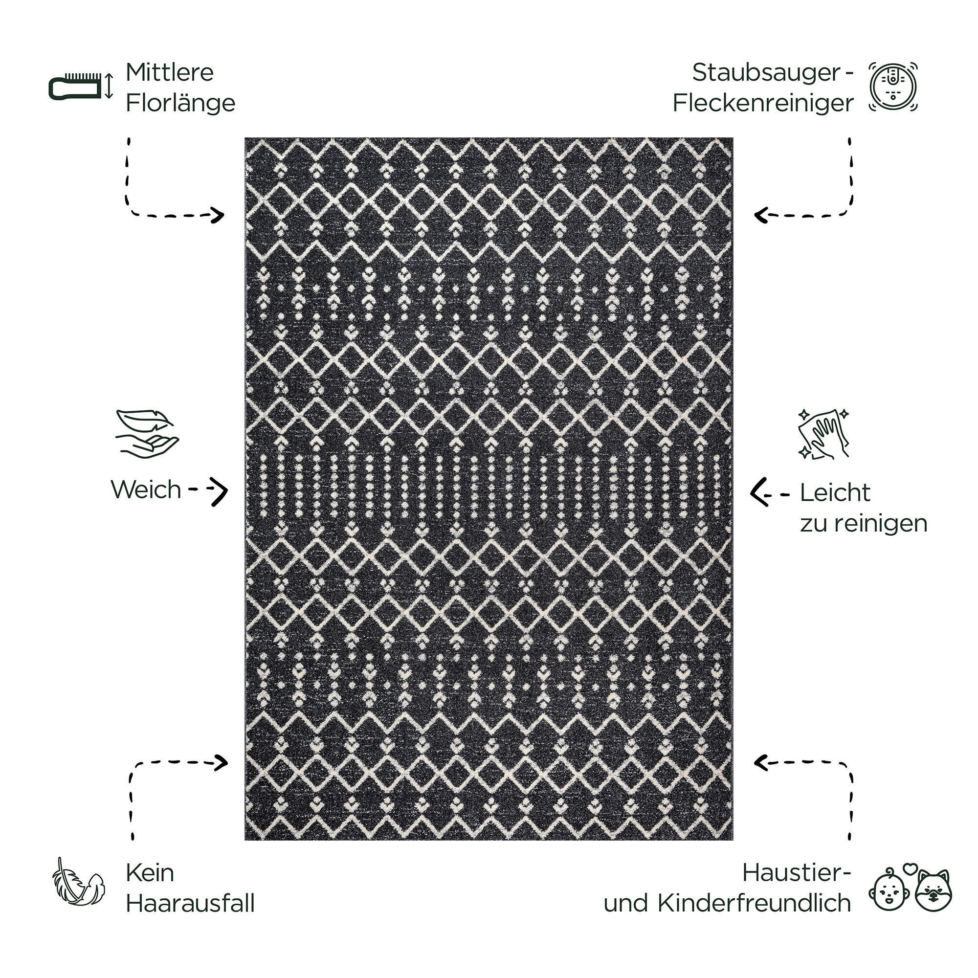 Thumbnail - Sanat Teppich schwarz B/L: ca. 340x240 cm