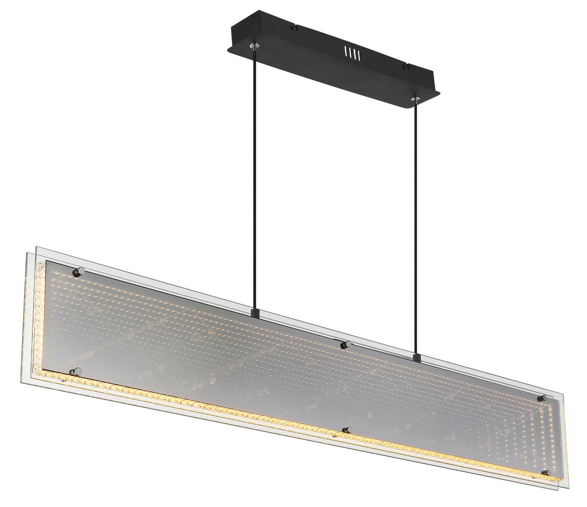 GLOBO Hängeleuchte klar schwarz Aluminium Glas Kunststoff B/H/L: ca. 8x120x113 cm 1.0 Brennstellen Mirrora - klar/schwarz (113,00/8,00/120,00cm) - GLOBO