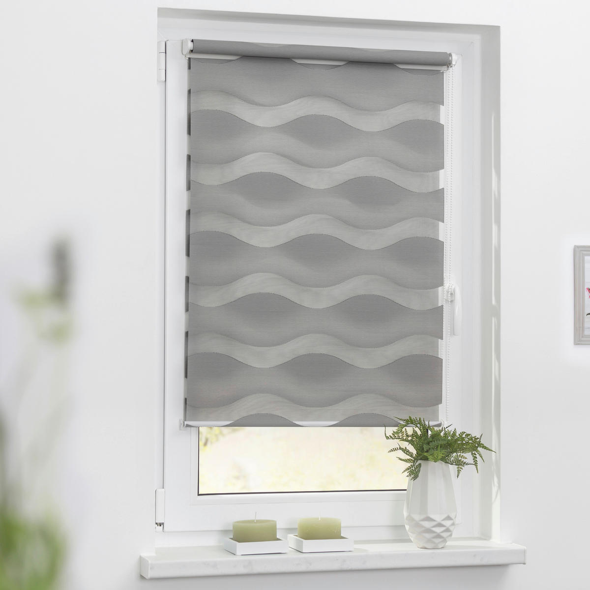Doppelrollo Duo Welle grau B/L: ca. 110x150 cm Duo Welle - grau (110,00/150,00cm) - LICHTBLICK