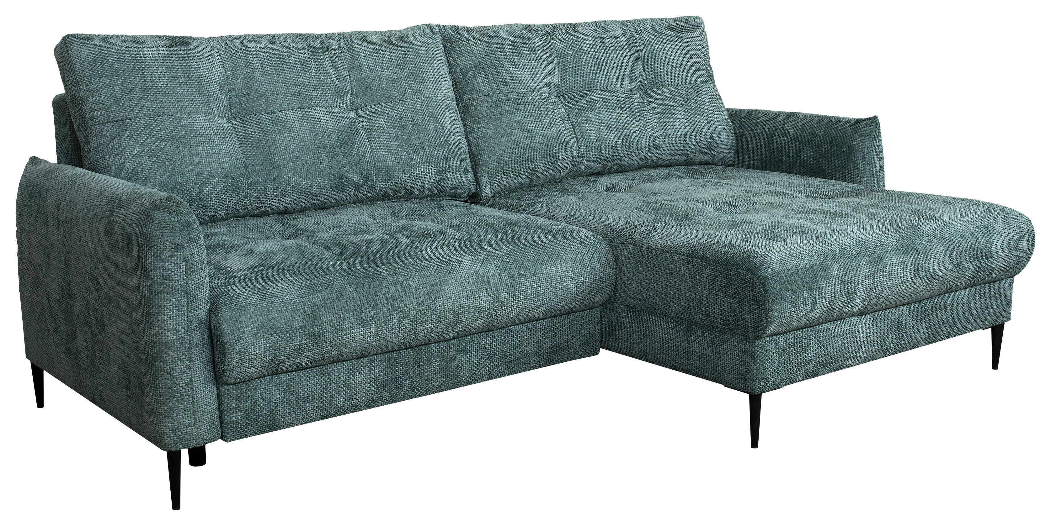 Ecksofa Polis lagunen blau Microfaser B/H/T: ca. 221x94x142 cm Polis - lagunen blau/schwarz (221,00/94,00/142,00cm)