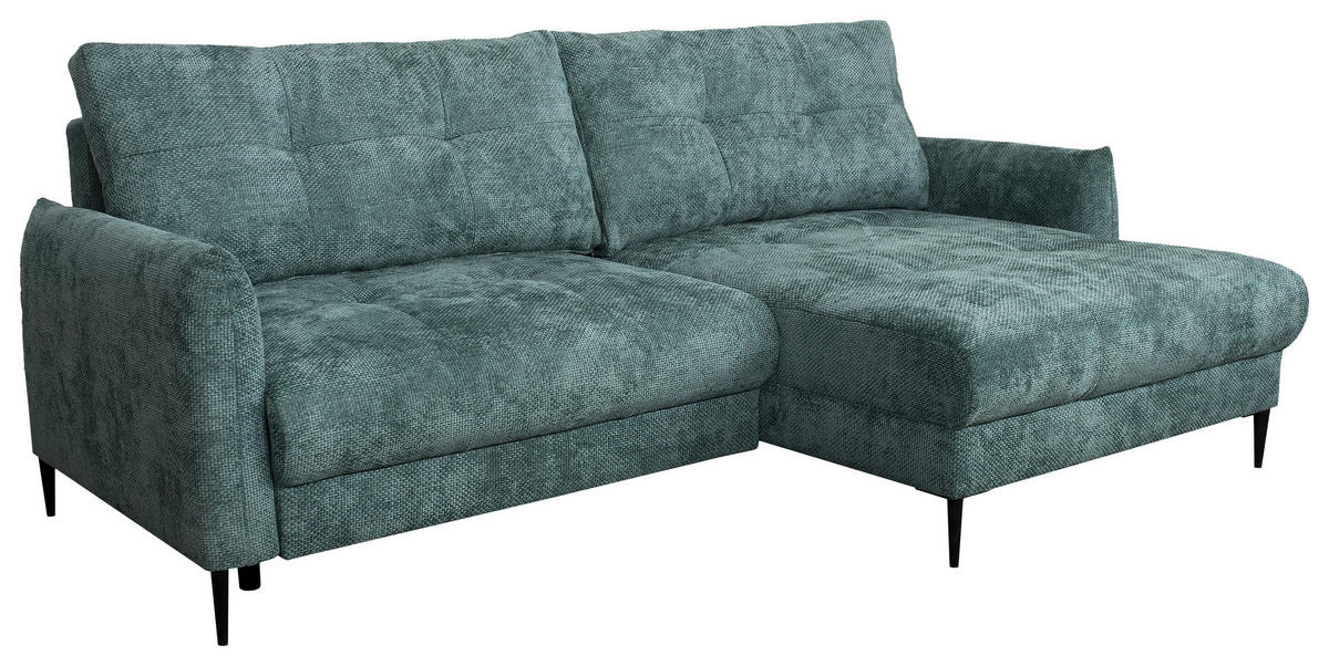 Ecksofa Polis lagunen blau Microfaser B/H/T: ca. 221x94x142 cm Polis - lagunen blau/schwarz (221,00/94,00/142,00cm)