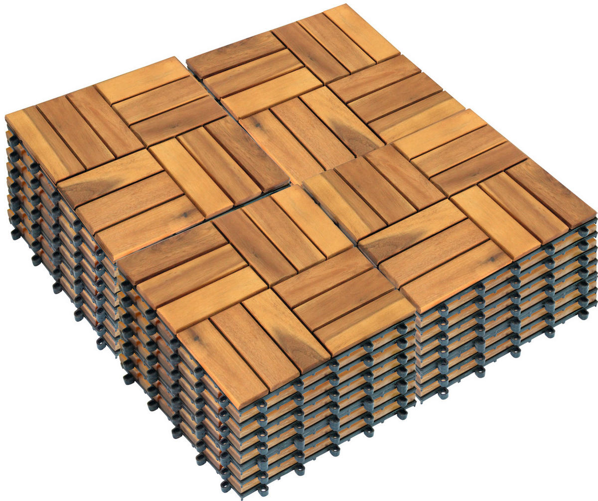 Terrassenfliese Akazie, 9 Stück im Paket hellbraun B/L: ca. 30x30 cm Akazie, 9 Stück im Paket - hellbraun (30,00/30,00/2,40cm)