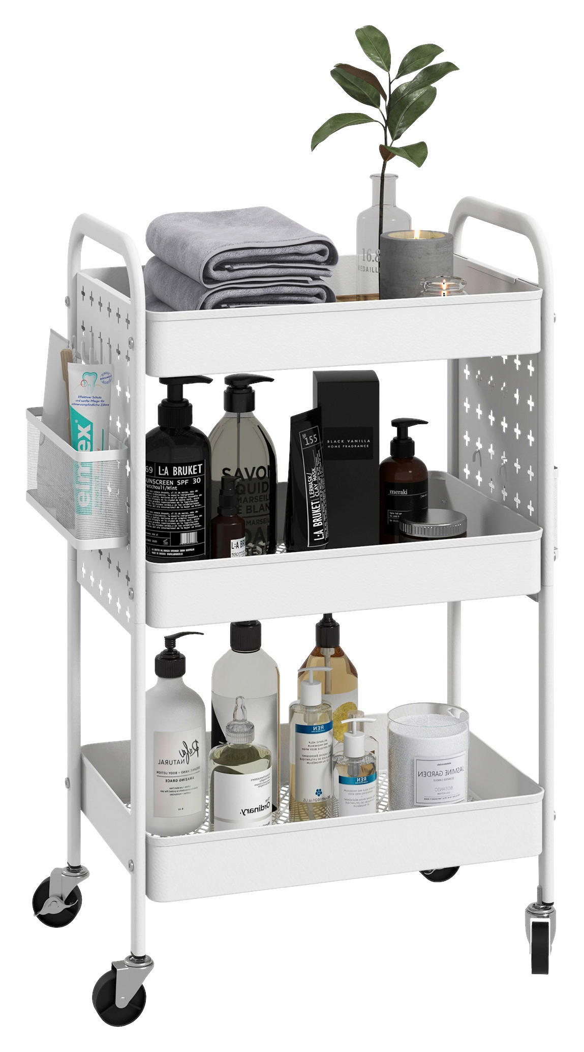 HOMCOM Küchenwagen weiß Edelstahl B/H/L: ca. 30,5x53,5x75 cm Küchenwagen - weiß (75,00/30,50/53,50cm) - HOMCOM