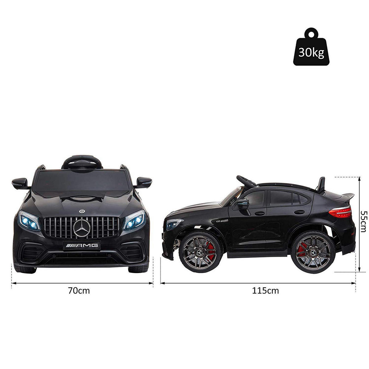 HOMCOM Elektroauto AMG GLC schwarz B/H/L: ca. 70x55x115 cm AMG GLC - schwarz (115,00/70,00/55,00cm) - HOMCOM