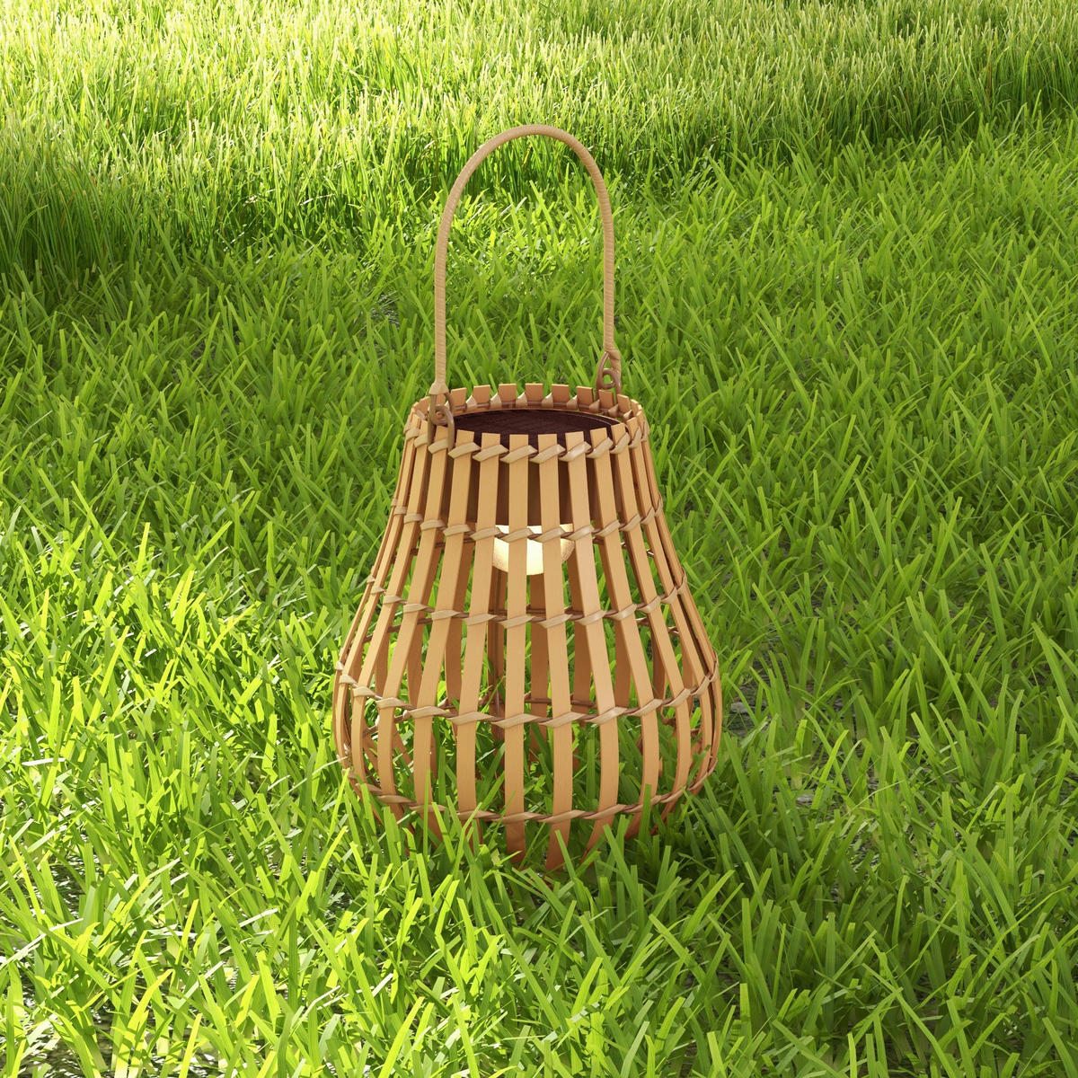 Gartenleuchte natur Bambus Edelstahl Polypropylen B/H/L: ca. 18,5x18,5x22 cm Gartenleuchte - natur (22,00/18,50/18,50cm) - Outsunny