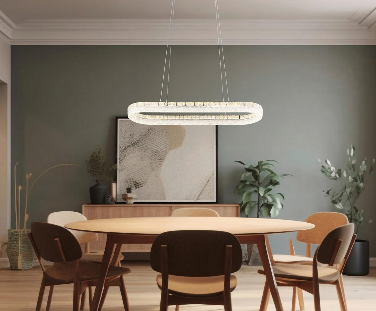 GLOBO Hängeleuchte klar Chrom Glas Metall Acryl B/H/L: ca. 31,5x120x100,1 cm 1.0 Brennstellen Laurel - klar/Chrom (100,10/31,50/120,00cm) - GLOBO