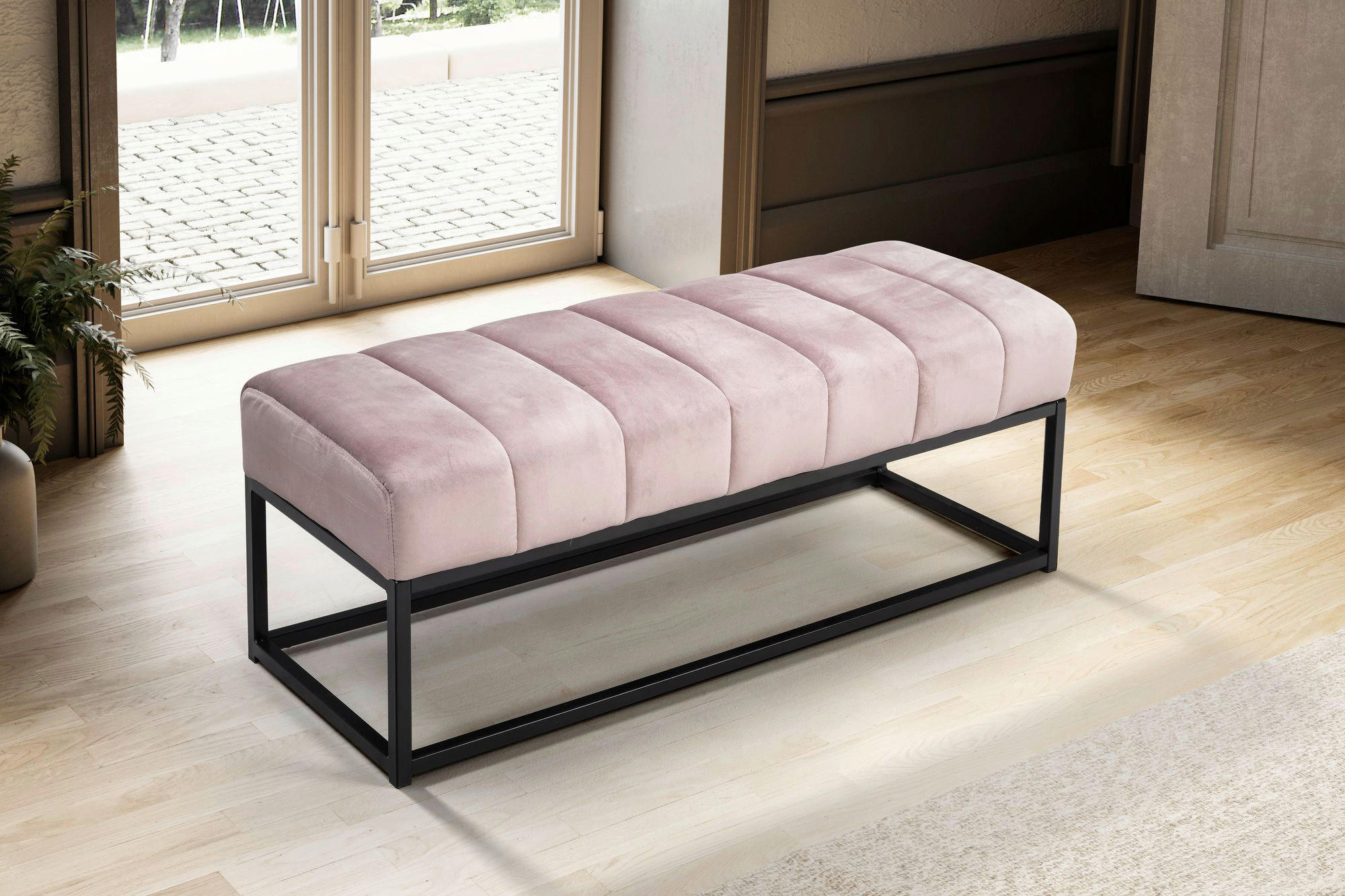 Sitzbank rosa Polyester B/H/T: ca. 108x40x40 cm Sitzbank - rosa (108,00/40,00/40,00cm) - Wohnling
