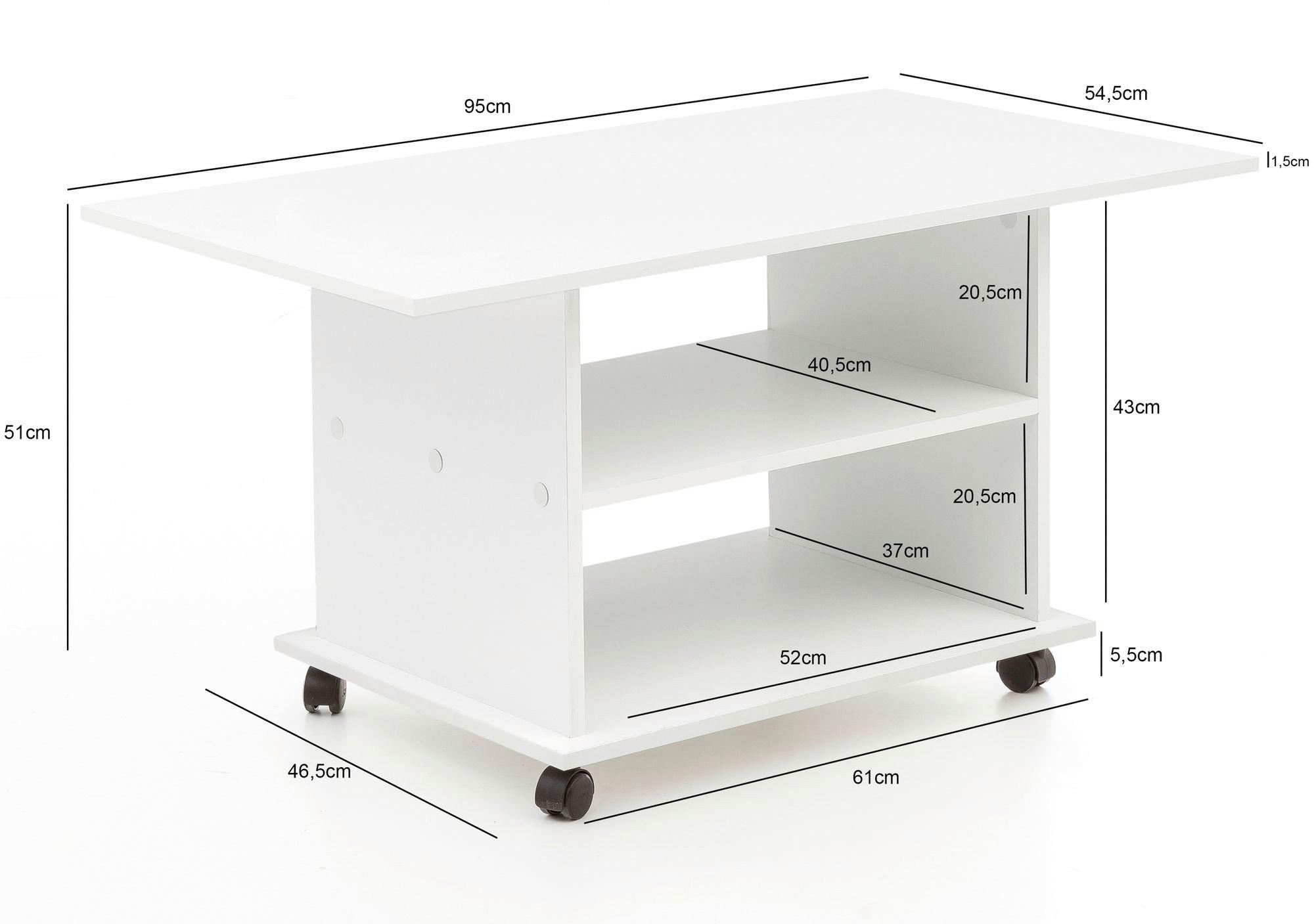 Couchtisch weiß B/H/T: ca. 95x51x54 cm Couchtisch - weiß (95,00/51,00/54,00cm) - Wohnling