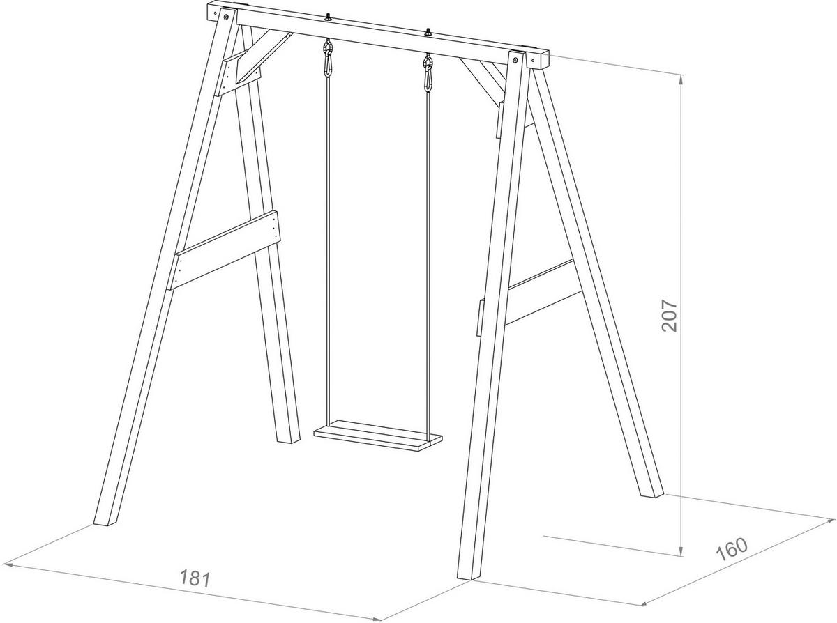 AXI Einzelschaukel braun B/H/L: ca. 181x207x160 cm Einzelschaukel - braun/weiß (160,00/181,00/207,00cm) - AXI